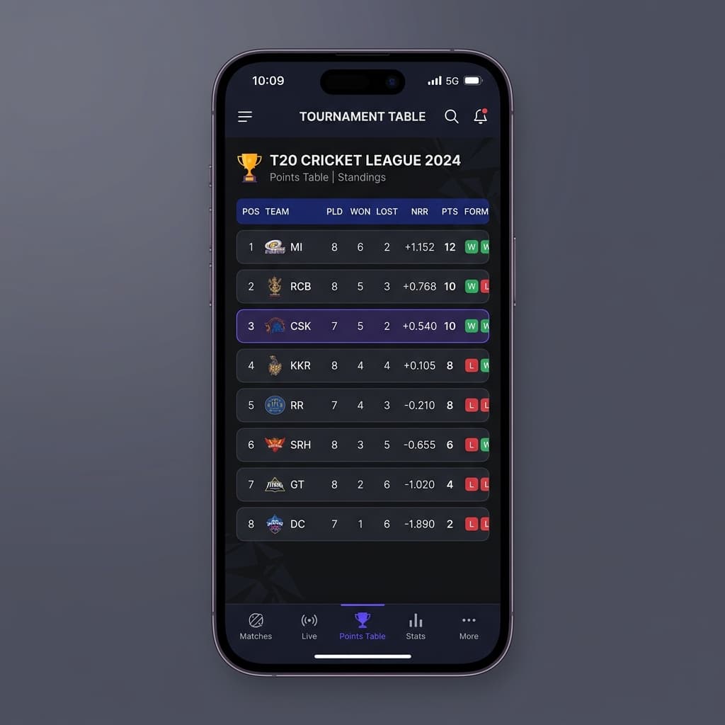 Tournament Center UI Mockup